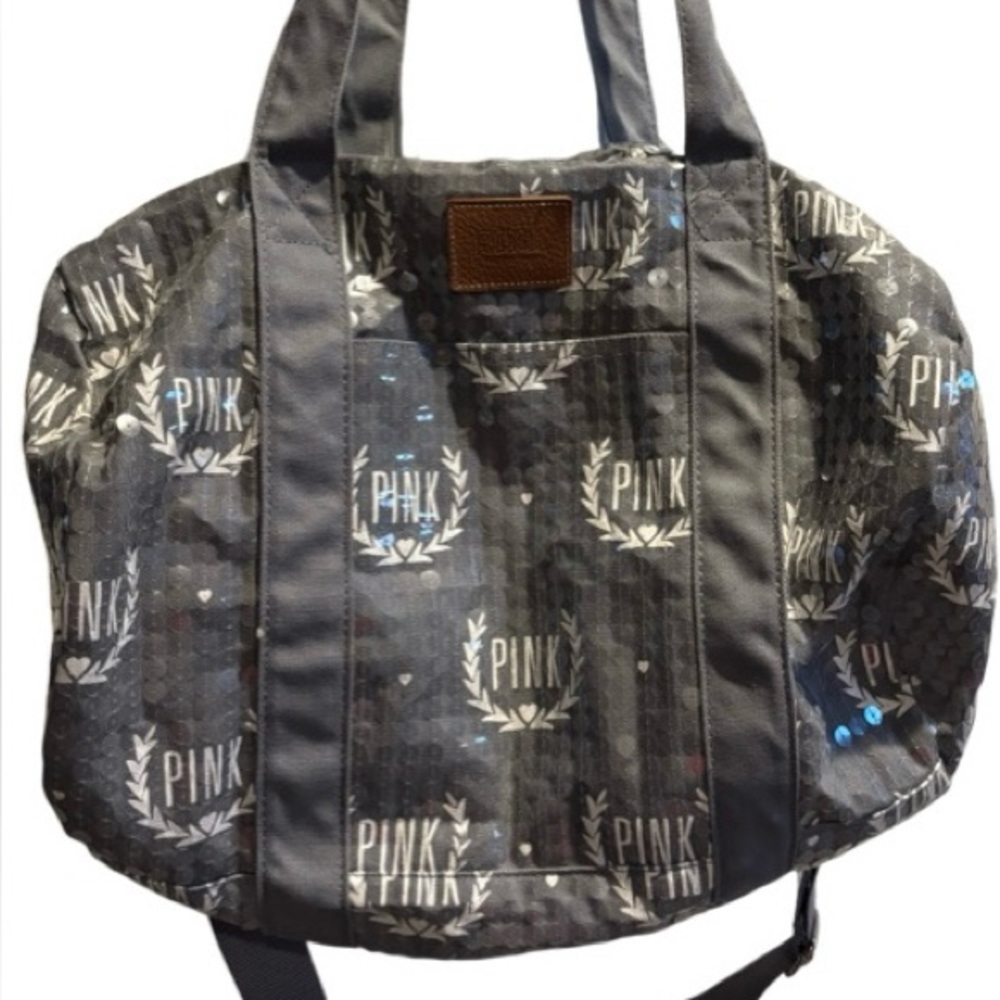Pink Campus Duffle Gym Tote Bag Iridescent Sequins
